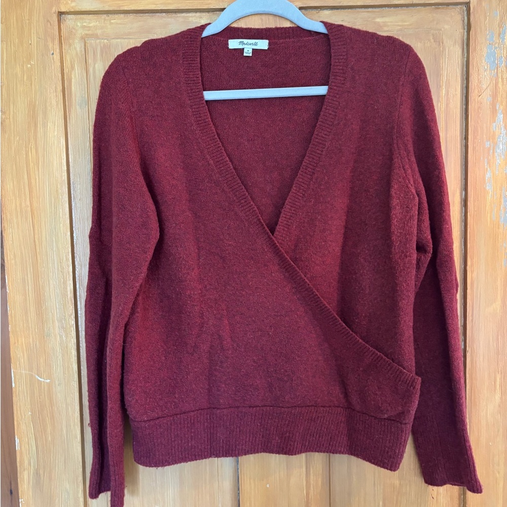 Madewell Deep Red V-Neck Sweater